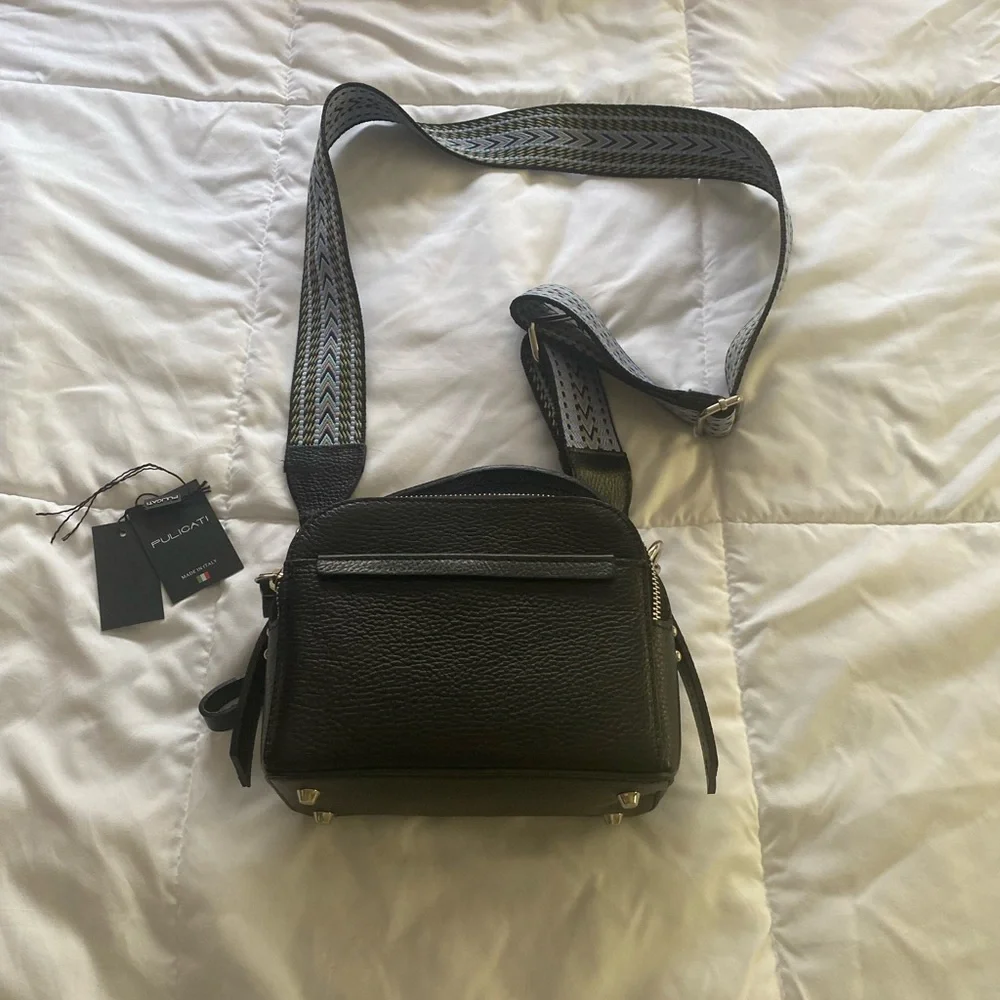 EUC PULICATI genuine leather made in Italy black crossbody/ hand bag - Picture 2 of 16